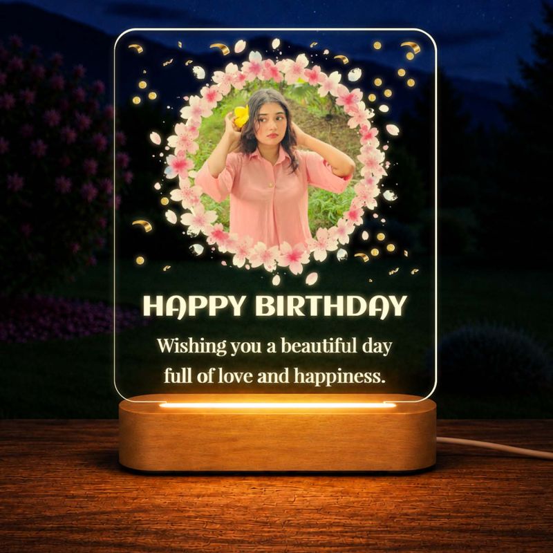 Birthday Gift for Loveable Person Personalized Photo LED Lamp with Warm White Light Birthday Gift for Sister, Daughter, Girlfriend & Wife